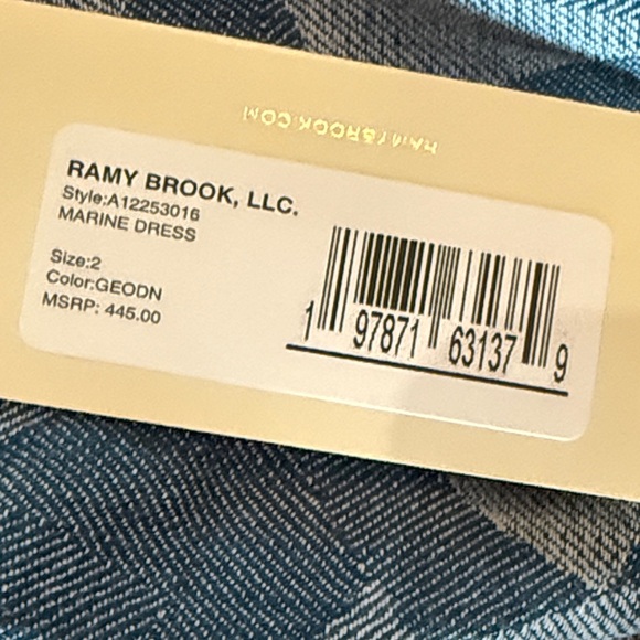 RAMY BROOK Marine Printed Denim Sleeveless Midi Dress Color Geo Print Size 2 NWT - Picture 7 of 14